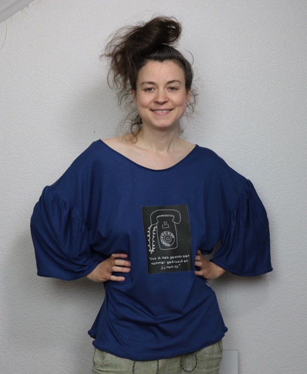 t shirt blauw telefoon